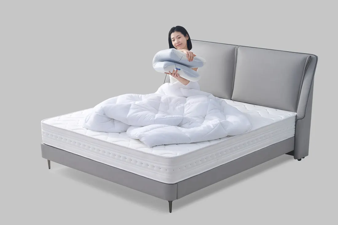 Upholstered bed lifestyle, photographed by Southlake Vision in China.