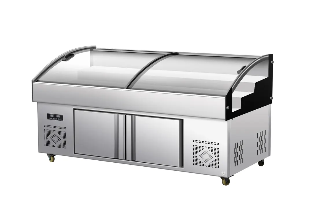 Curved glass refrigerated display, photographed by Southlake Vision in China.