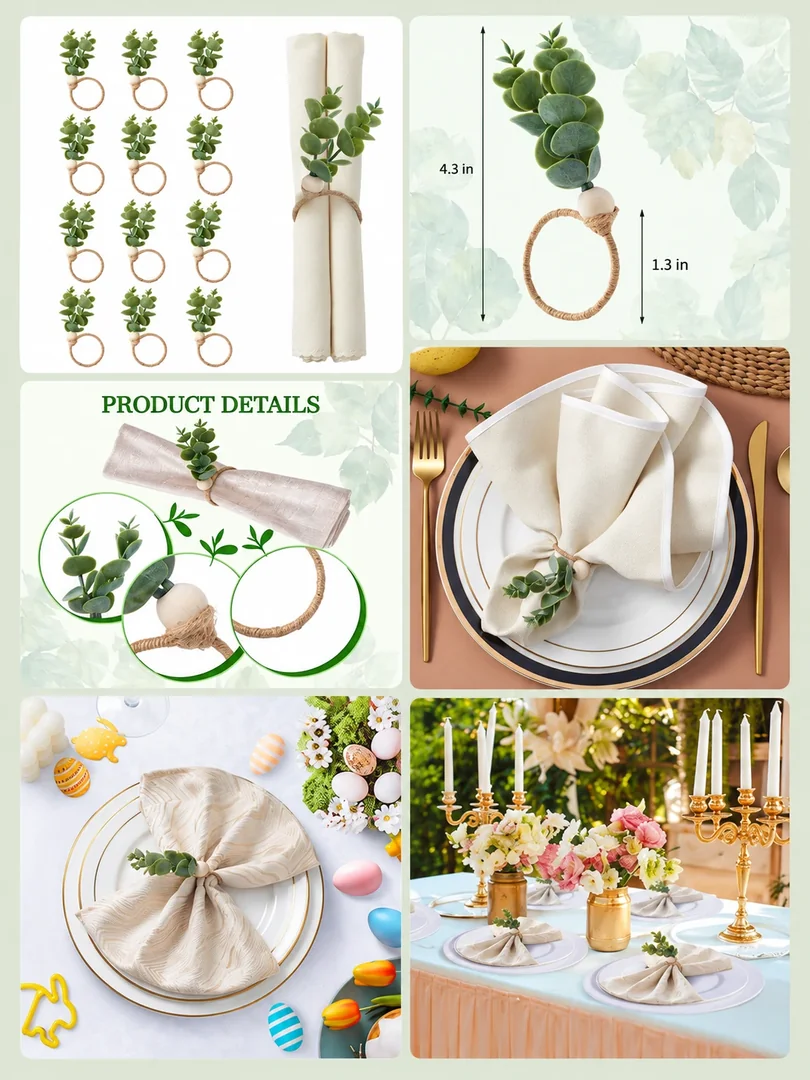 Botanical napkin rings: a portrait collection of product details, features and lifestyle imagery.