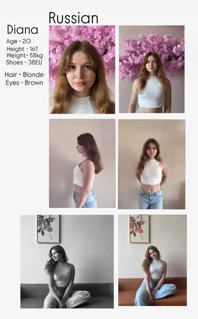 Female models portfolio reference F071, complete supplied reference