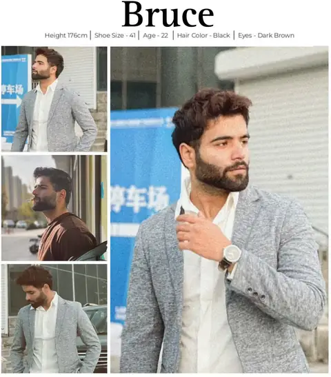 Male models portfolio reference M020, complete supplied reference