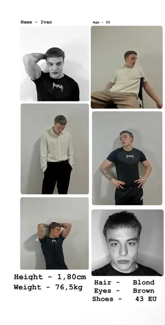 Male models portfolio reference M021, complete supplied reference
